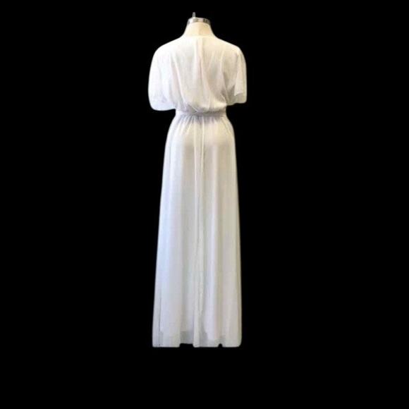 Elegant White Maxi Formal Dress 3X – Flutter Sleeves & Crossbody Top - Picture 4 of 4